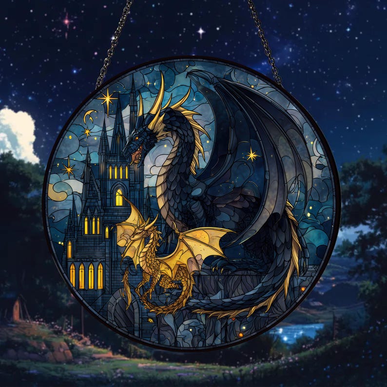 ✨ Enchanted Dragon Stained Glass Ornament – Perfect Holiday & Special Occasion Gift 🎁