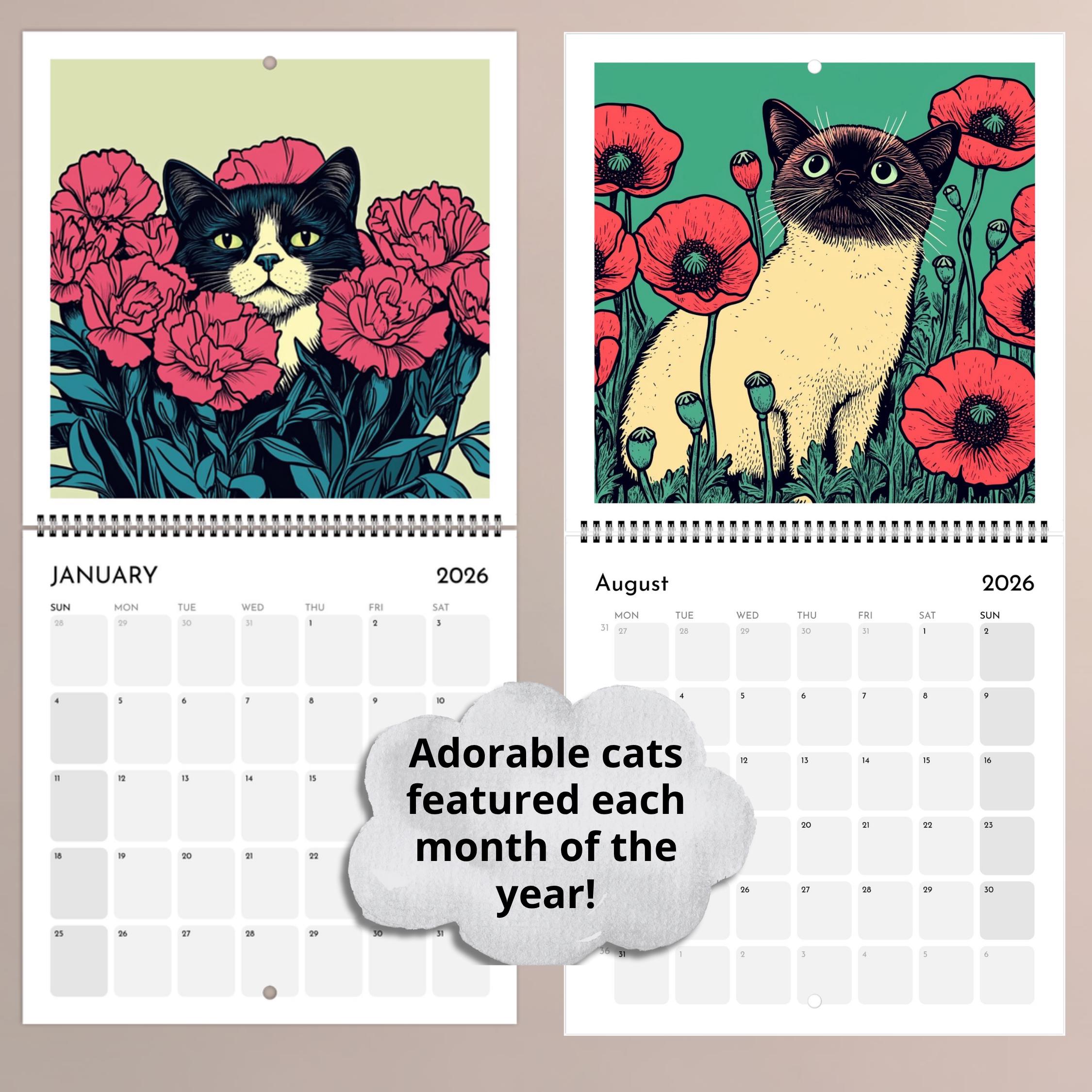 🐱🎁 Cats Chillin' Wall Calendar 2026 - Perfect Gift for Holidays & Special Occasions!