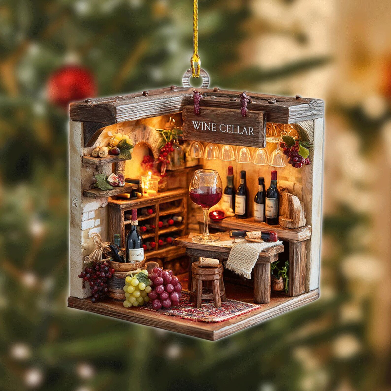 🎄✨ Wine Cellar Christmas Ornament - Perfect Holiday Gift & Keepsake