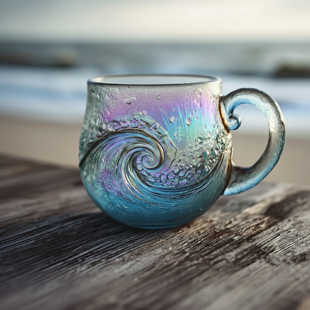 🌊✨ Handcrafted Ocean Glass Mugs – Perfect Holiday & Special Occasion Gift