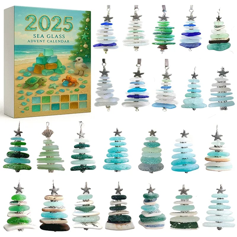 🎁✨ Sea Glass Christmas Tree Advent Calendar - Perfect Holiday Gift for Special Occasions
