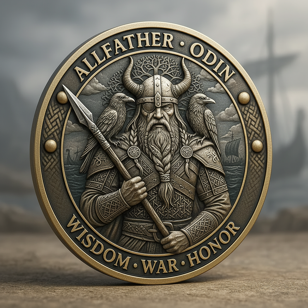 🌟 ODIN Challenge Coin – Allfather Spirit – Perfect Gift for Holidays & Special Occasions 🎁