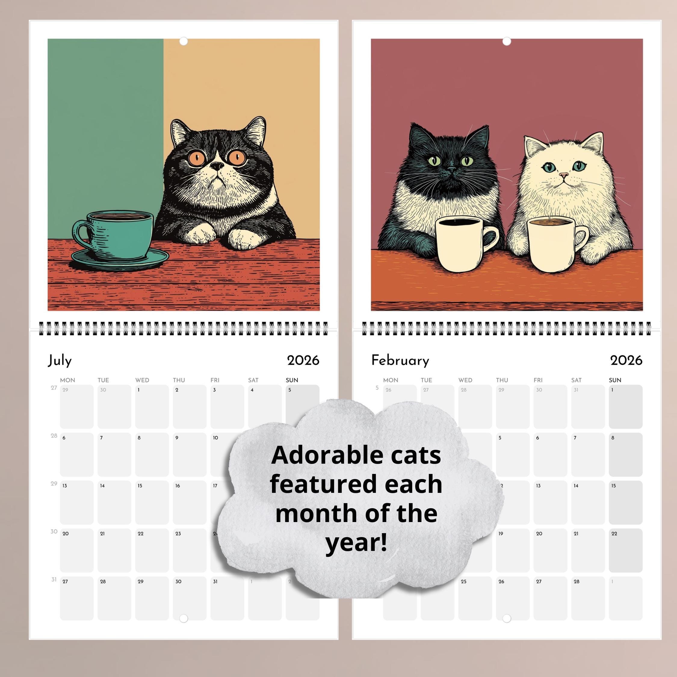 🐱🎁 Cats Chillin' Wall Calendar 2026 - Perfect Gift for Holidays & Special Occasions!
