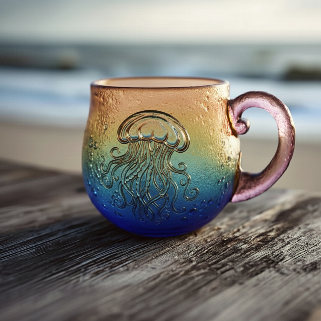 🌊✨ Handcrafted Ocean Glass Mugs – Perfect Holiday & Special Occasion Gift