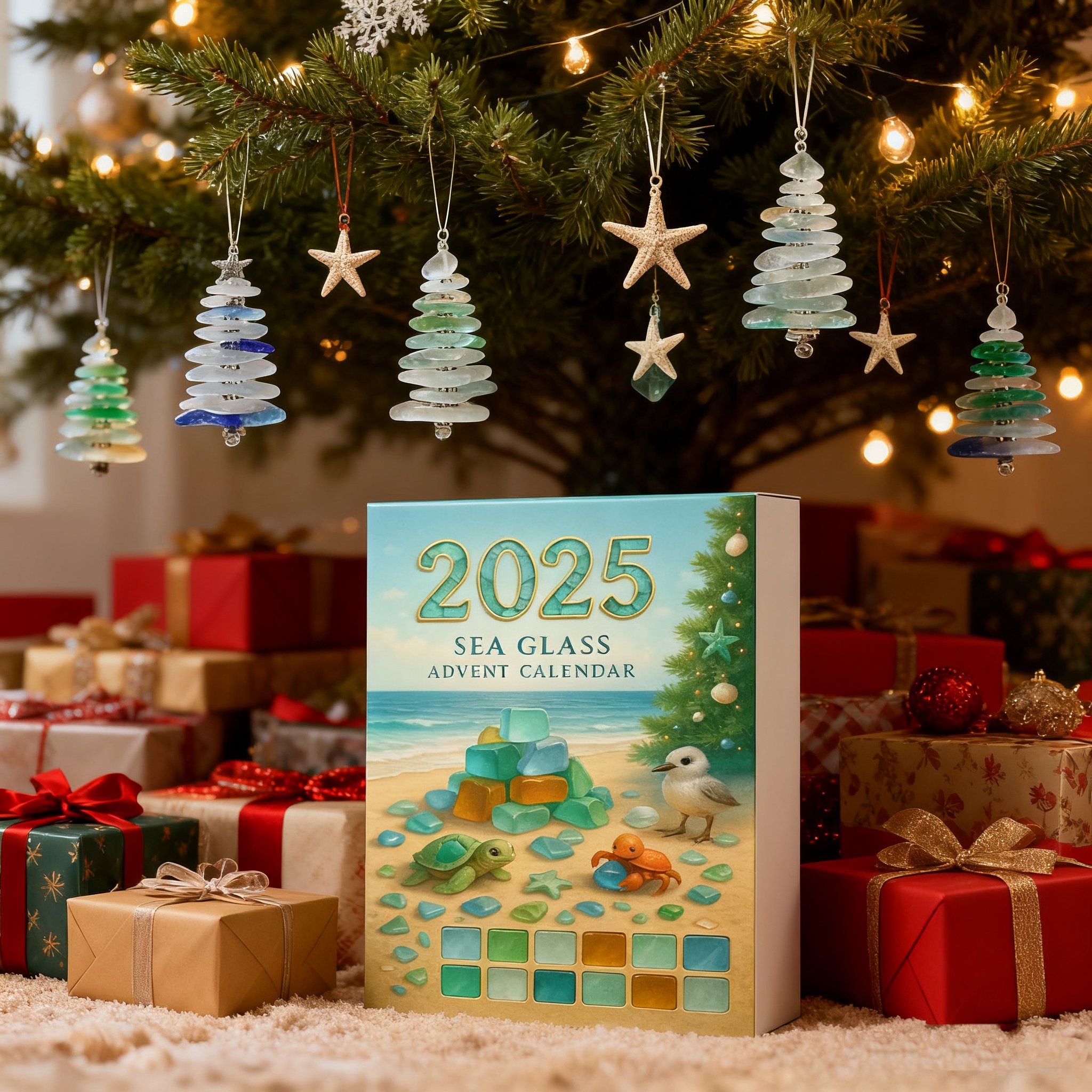 🎁✨ Sea Glass Christmas Tree Advent Calendar - Perfect Holiday Gift for Special Occasions