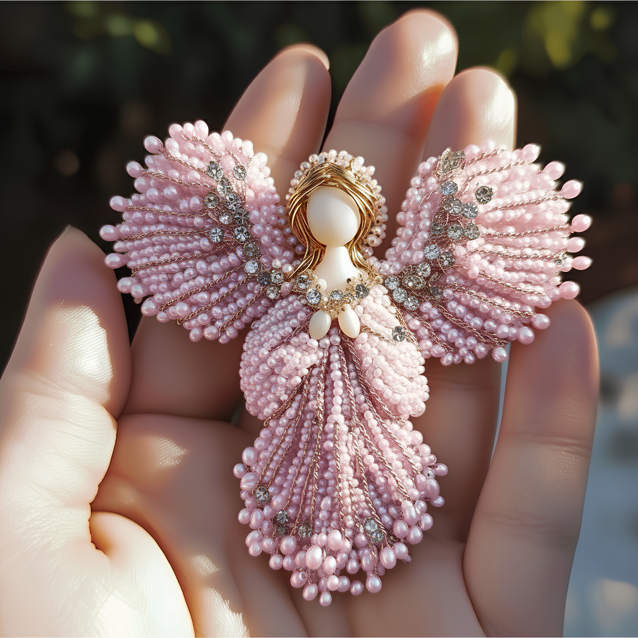 💎✨ Handmade Pearl Angel Brooch - Perfect Gift for Holidays & Special Occasions! 💝👼