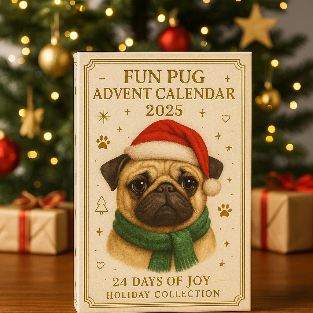 🎄🐶 Fun Pug Advent Calendar 2025 – 24 Days of Pug-tastic Holiday Joy! Perfect Gift for Christmas & Special Occasions!