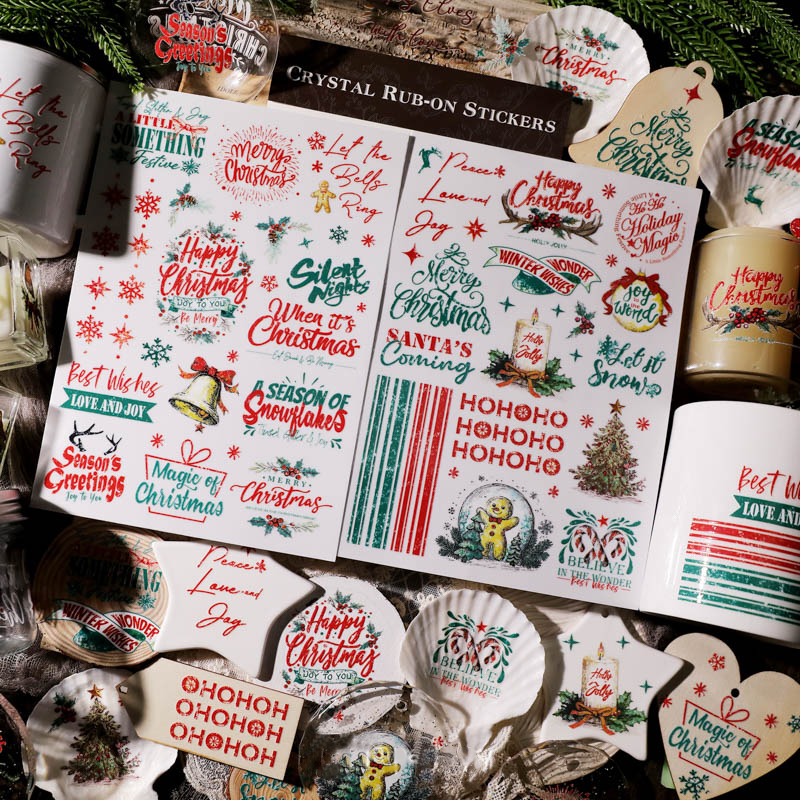 🎁✨ Yuletide Memories Crystal Rub-on Stickers - Perfect Holiday & Special Occasion Gift!