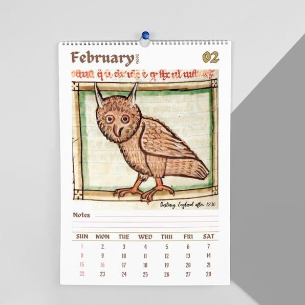 🎁📅 Funny Medieval Owl Calendar 2026 - Perfect Holiday & Special Occasion Gift!