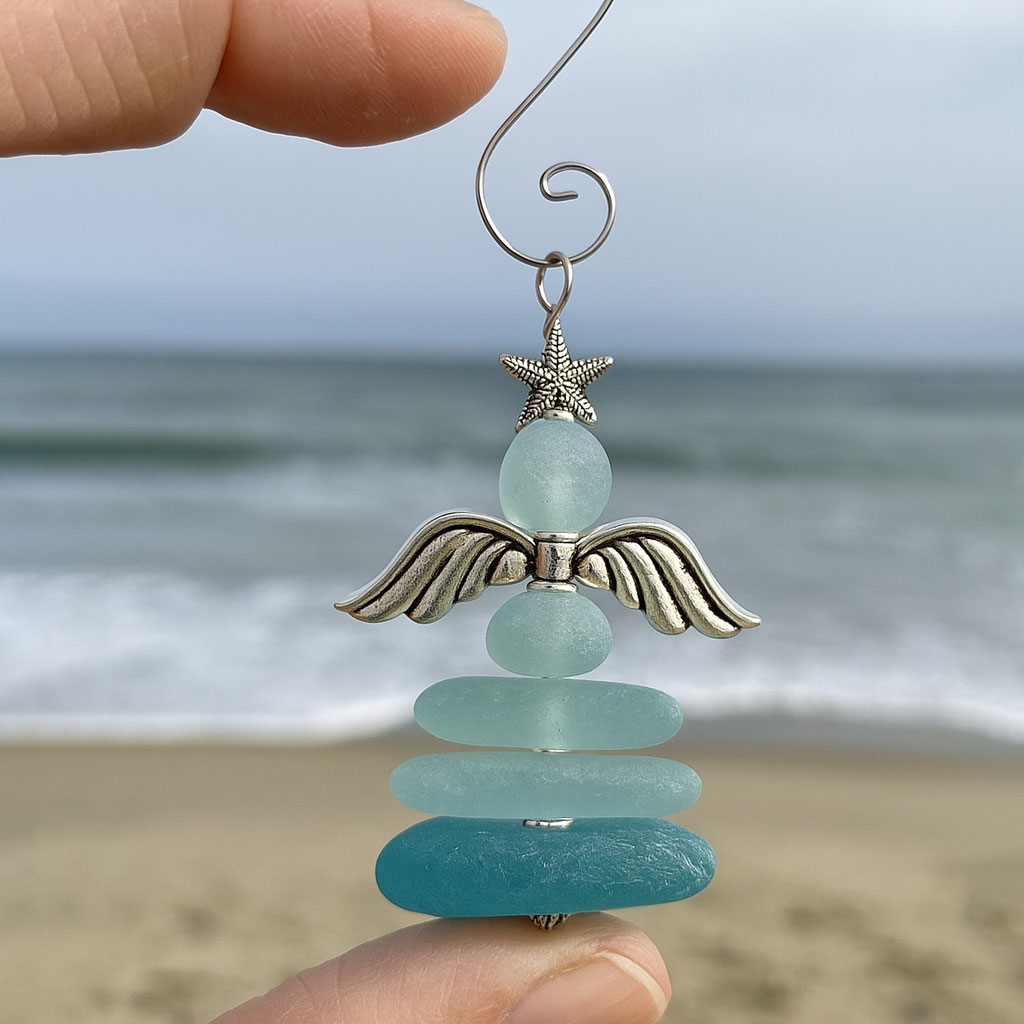 ✨Coastal Christmas Sea Glass Ornaments – Perfect Holiday Gift🎁