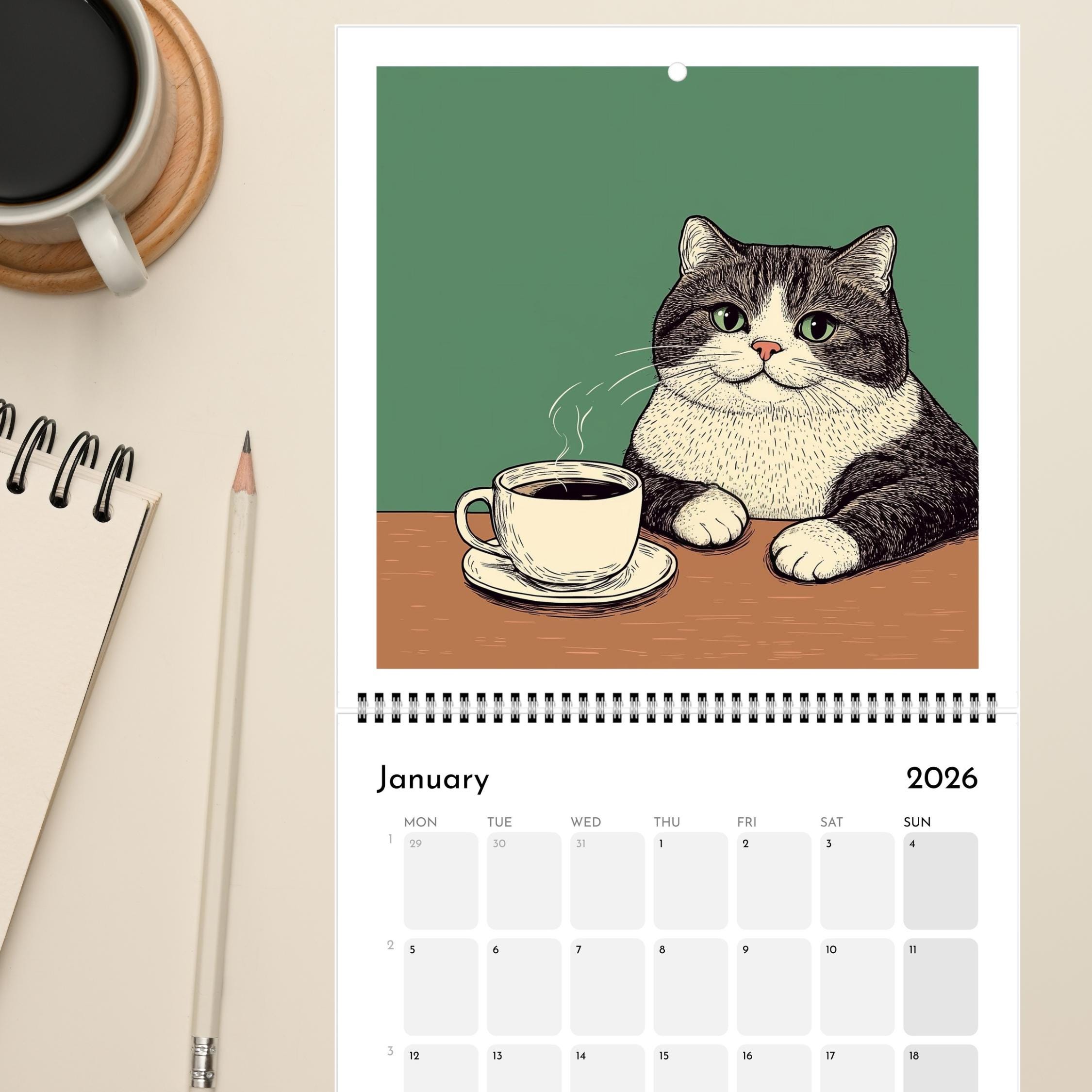 🐱🎁 Cats Chillin' Wall Calendar 2026 - Perfect Gift for Holidays & Special Occasions!
