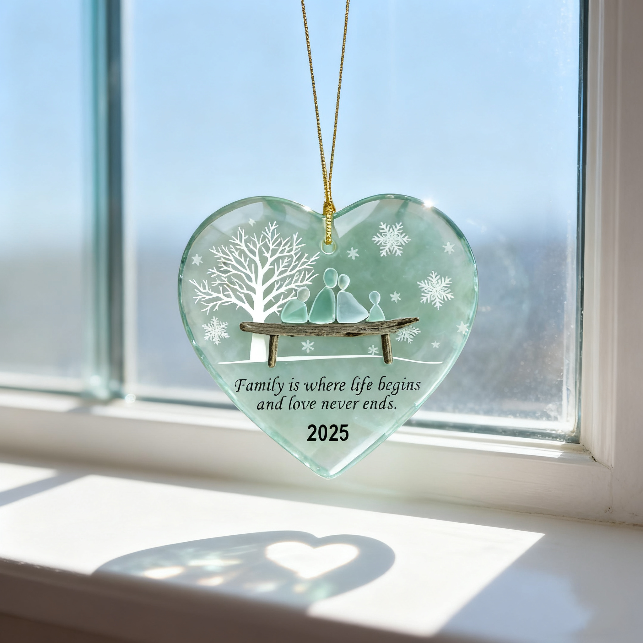 💙🎁 Handmade Heart-Shaped Sea Glass Ornament – Perfect Holiday & Special Occasion Gift