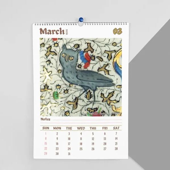 🎁📅 Funny Medieval Owl Calendar 2026 - Perfect Holiday & Special Occasion Gift!