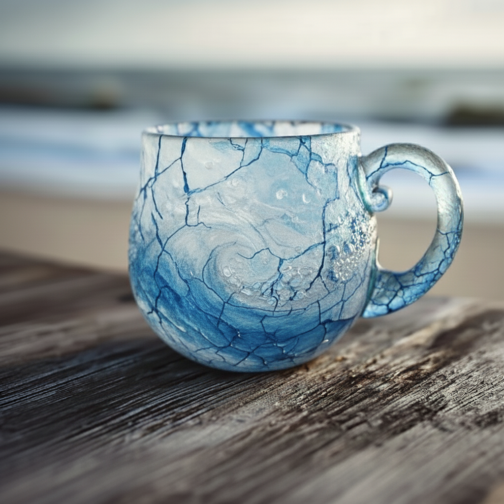 🌊✨ Handcrafted Ocean Glass Mugs – Perfect Holiday & Special Occasion Gift