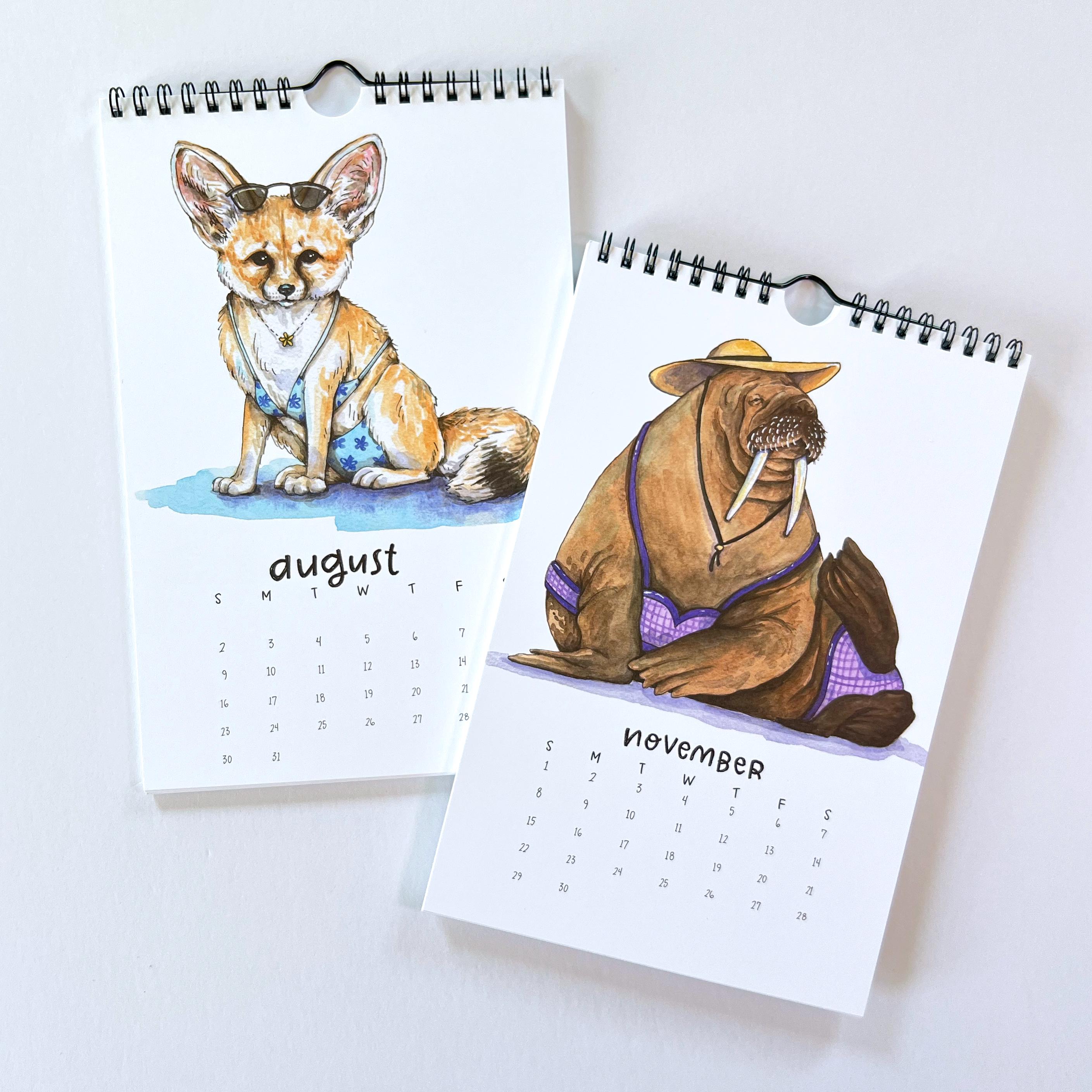 2026 Cute Animals Swimsuit Wall Calendar 🎁🐘 - Perfect Gift for Holidays & Special Occasions!