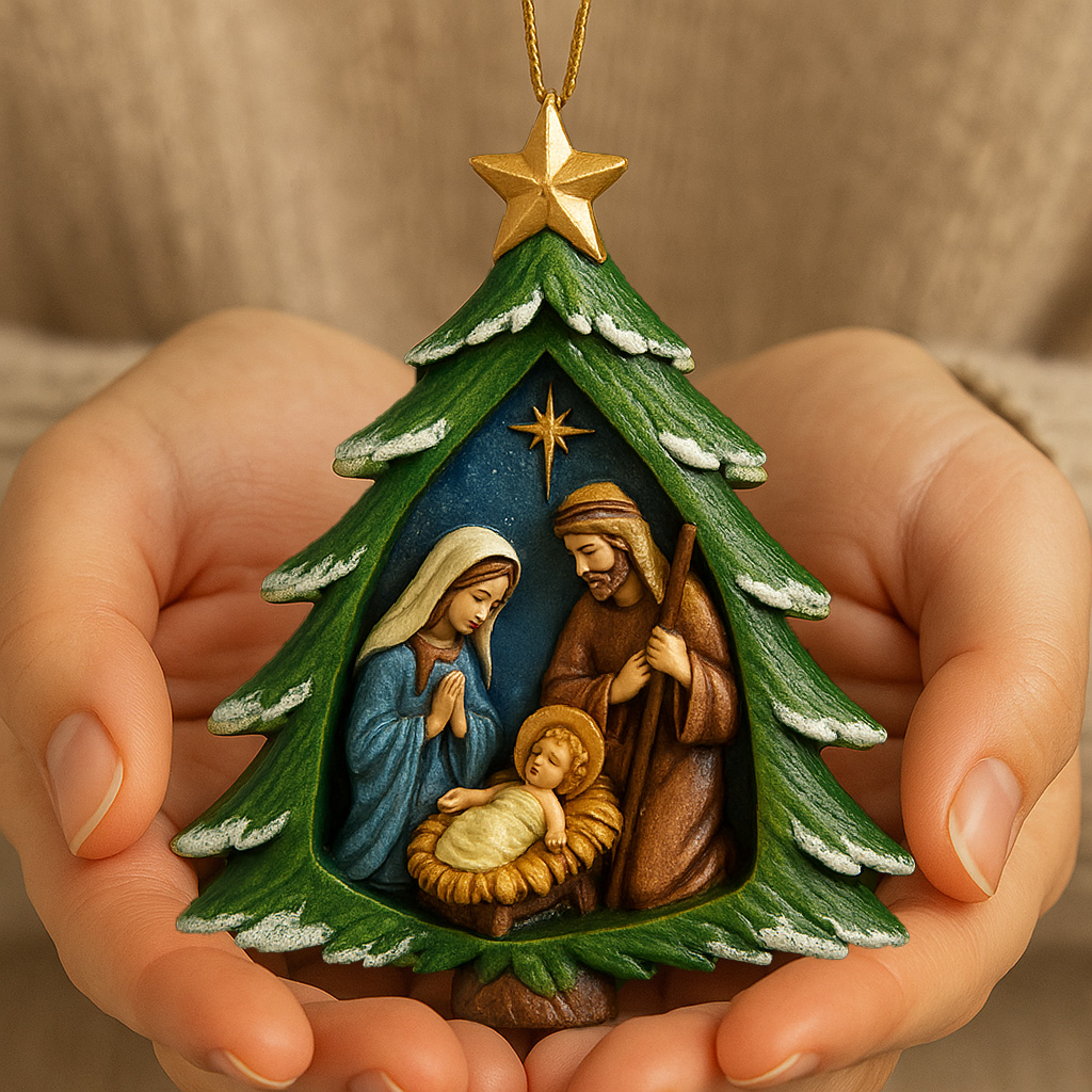 🎄✨ Handcrafted Nativity Christmas Tree Ornament – Perfect Holiday Gift 🎁