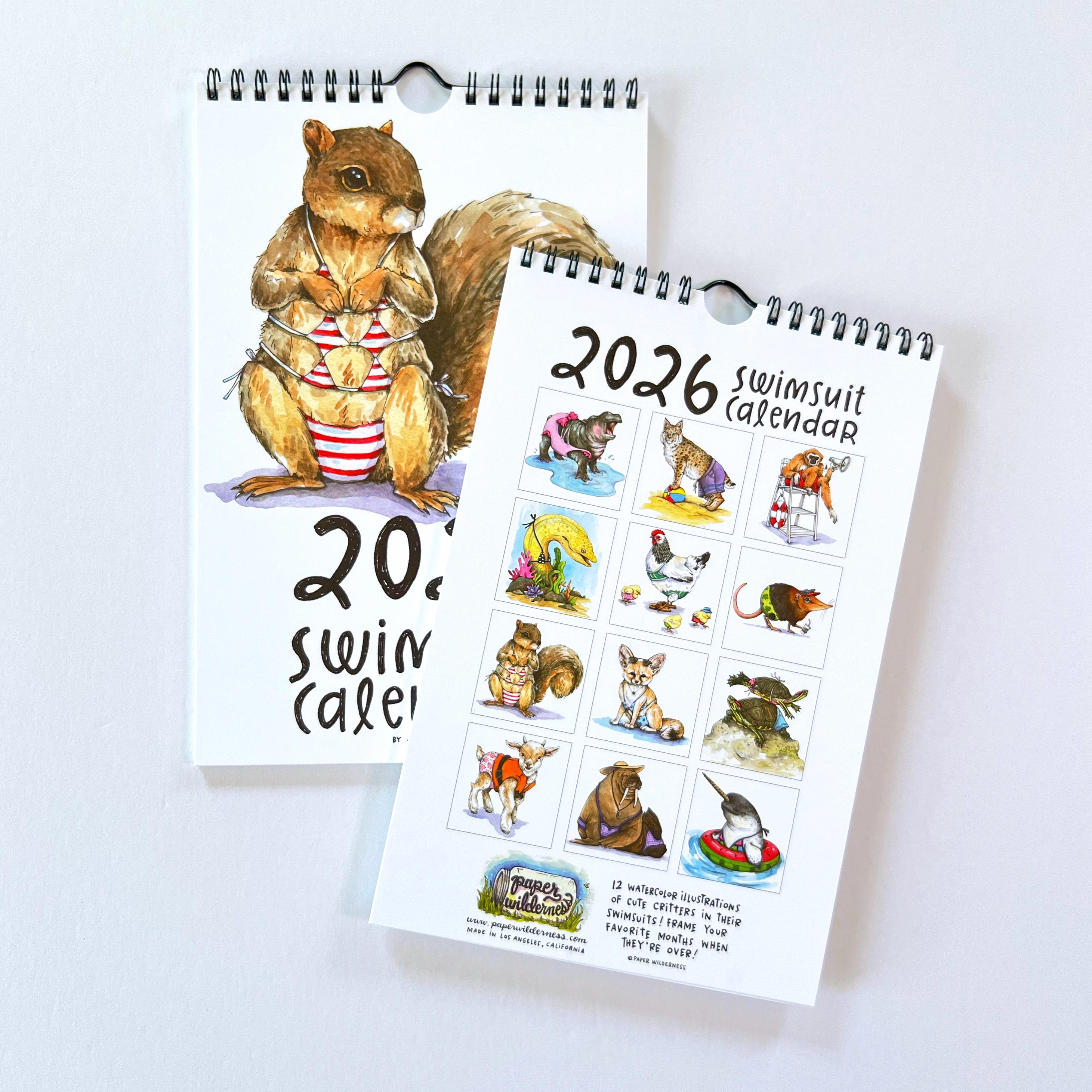 2026 Cute Animals Swimsuit Wall Calendar 🎁🐘 - Perfect Gift for Holidays & Special Occasions!