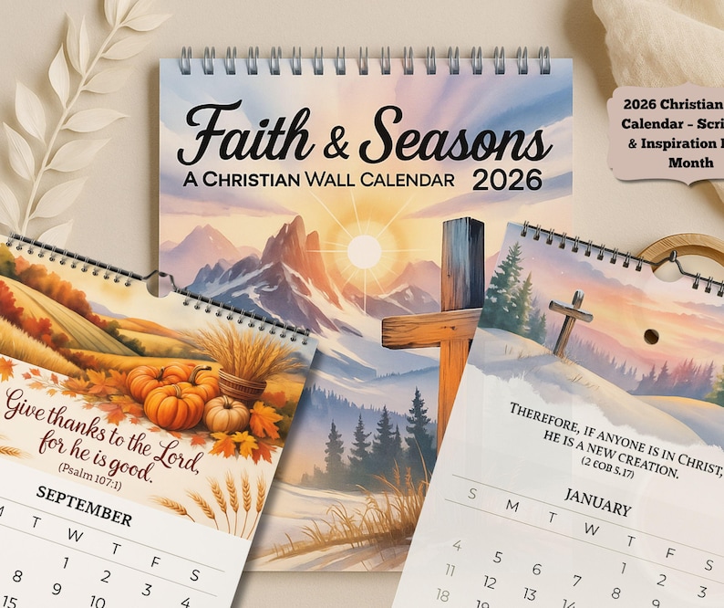 2026 Christian Wall Calendar – Faith & Scripture All Year ✝️🎁 Perfect Gift for Holidays & Special Occasions!