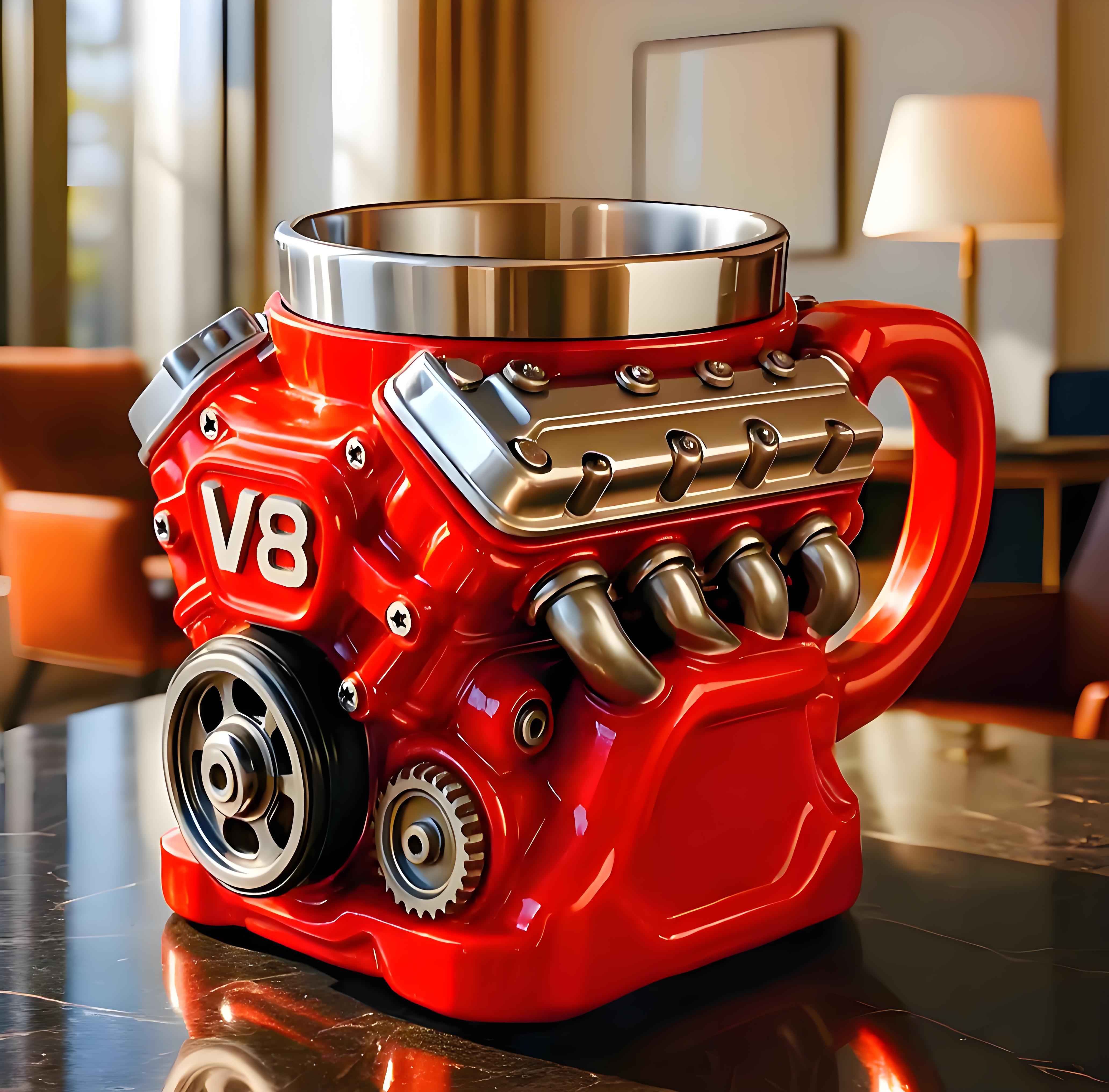 🚗 Retro V8 Engine Coffee Mug - Perfect Gift for Car Lovers & Special Occasions! 🎁