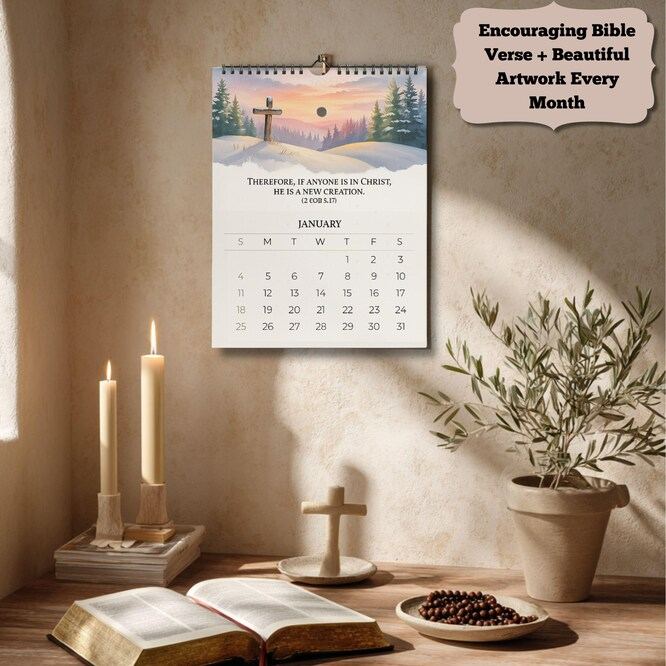 2026 Christian Wall Calendar – Faith & Scripture All Year ✝️🎁 Perfect Gift for Holidays & Special Occasions!