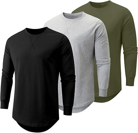 🎁 Stylish 3-Pack Cotton Longline Crewneck T-Shirts for Men – Perfect Gift for Holidays & Special Occasions! 🔥