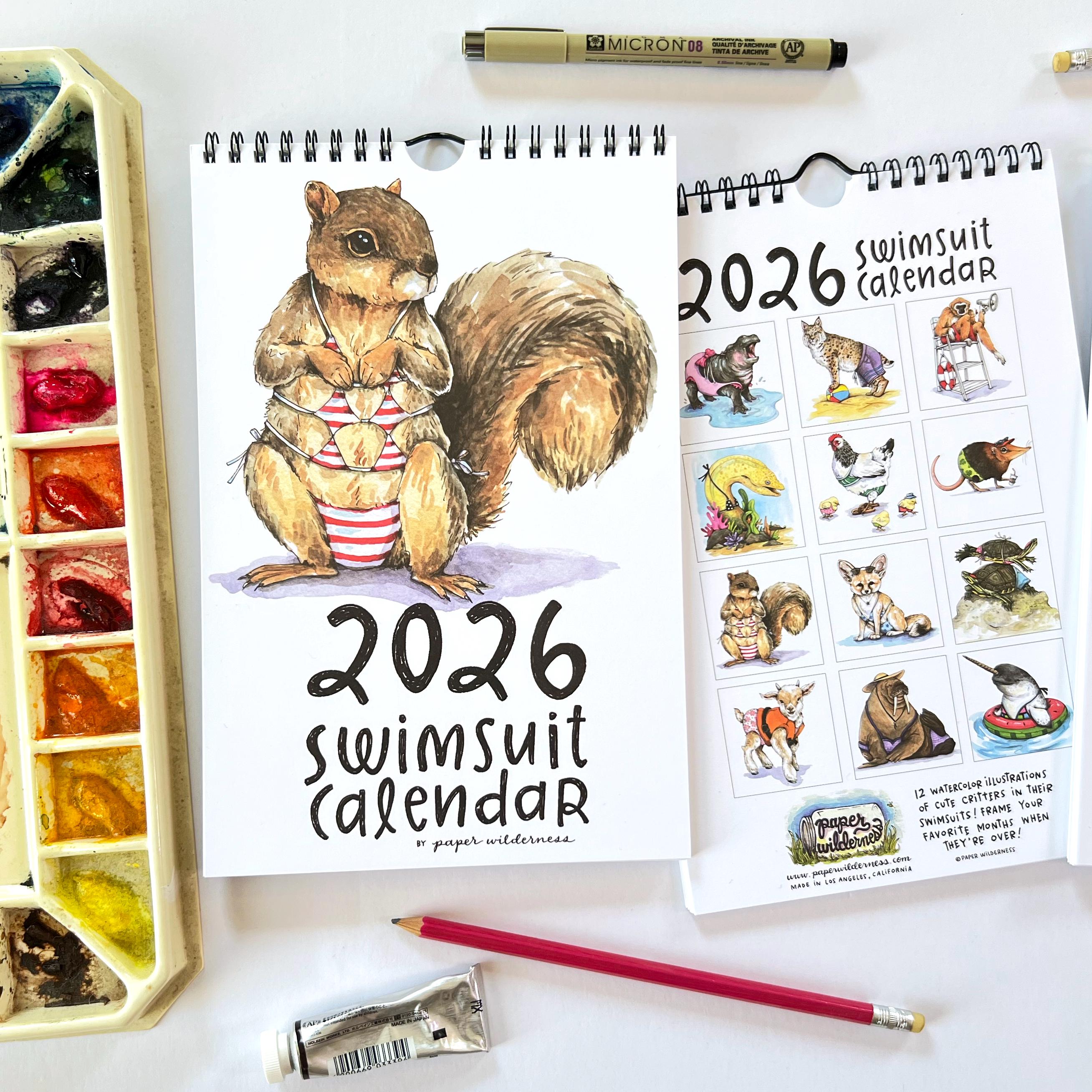 2026 Cute Animals Swimsuit Wall Calendar 🎁🐘 - Perfect Gift for Holidays & Special Occasions!