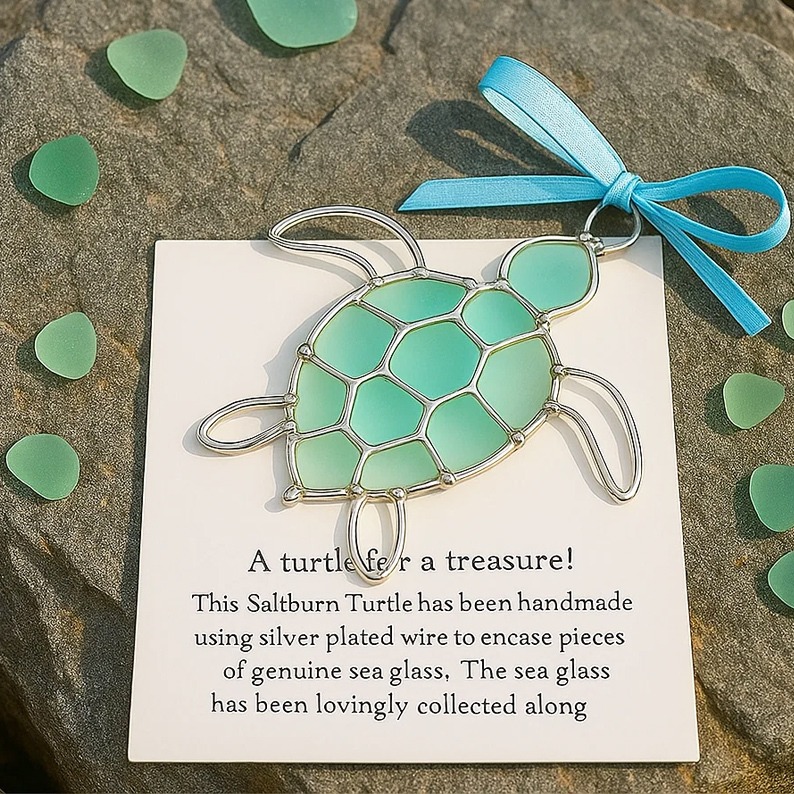 Sea Glass Turtle Gift 💙🐢 – Perfect Holiday & Special Occasion Present!