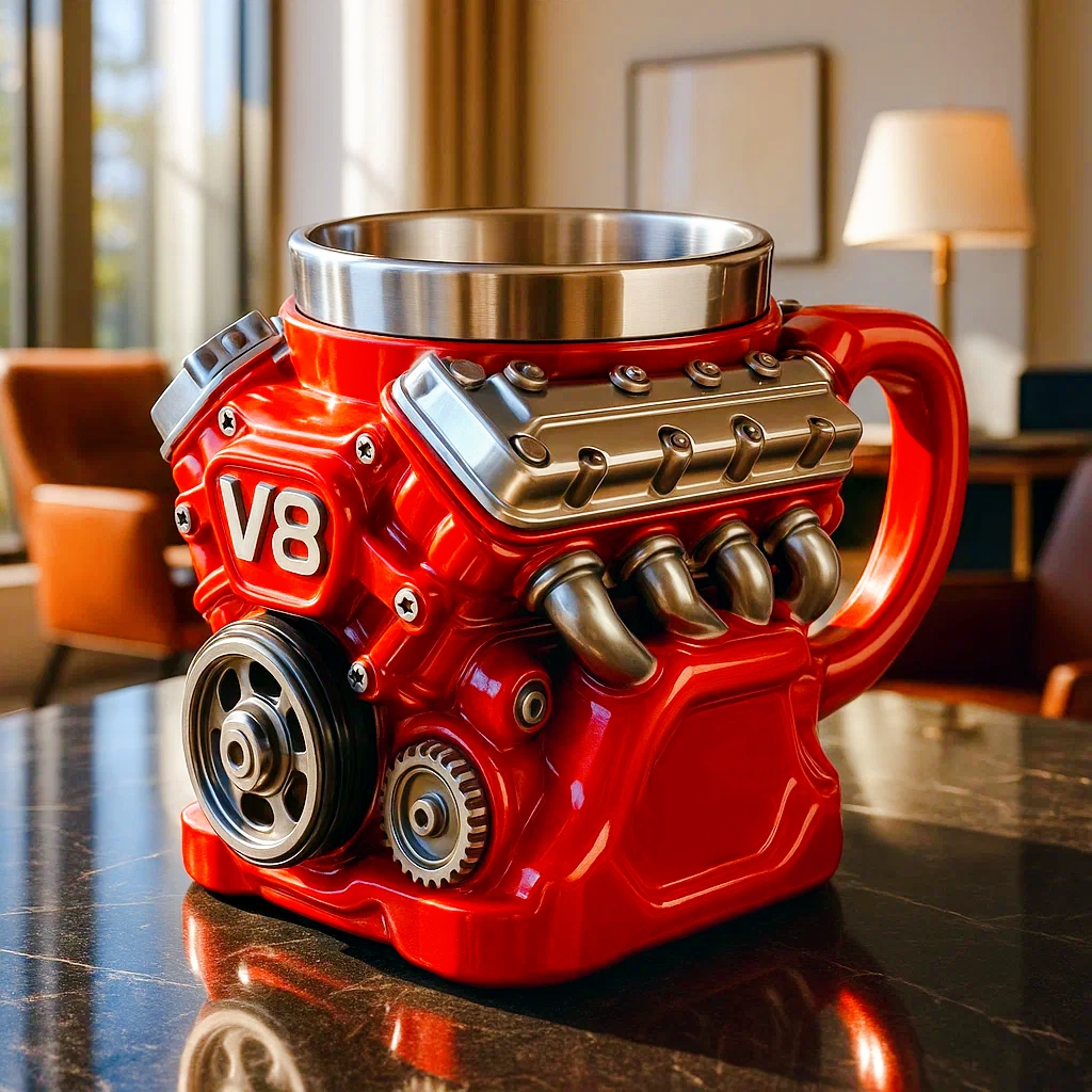 🚗🔥 V8 Engine Stainless Steel 3D Mug - Perfect Gift for Car Lovers & Special Occasions! 🎁