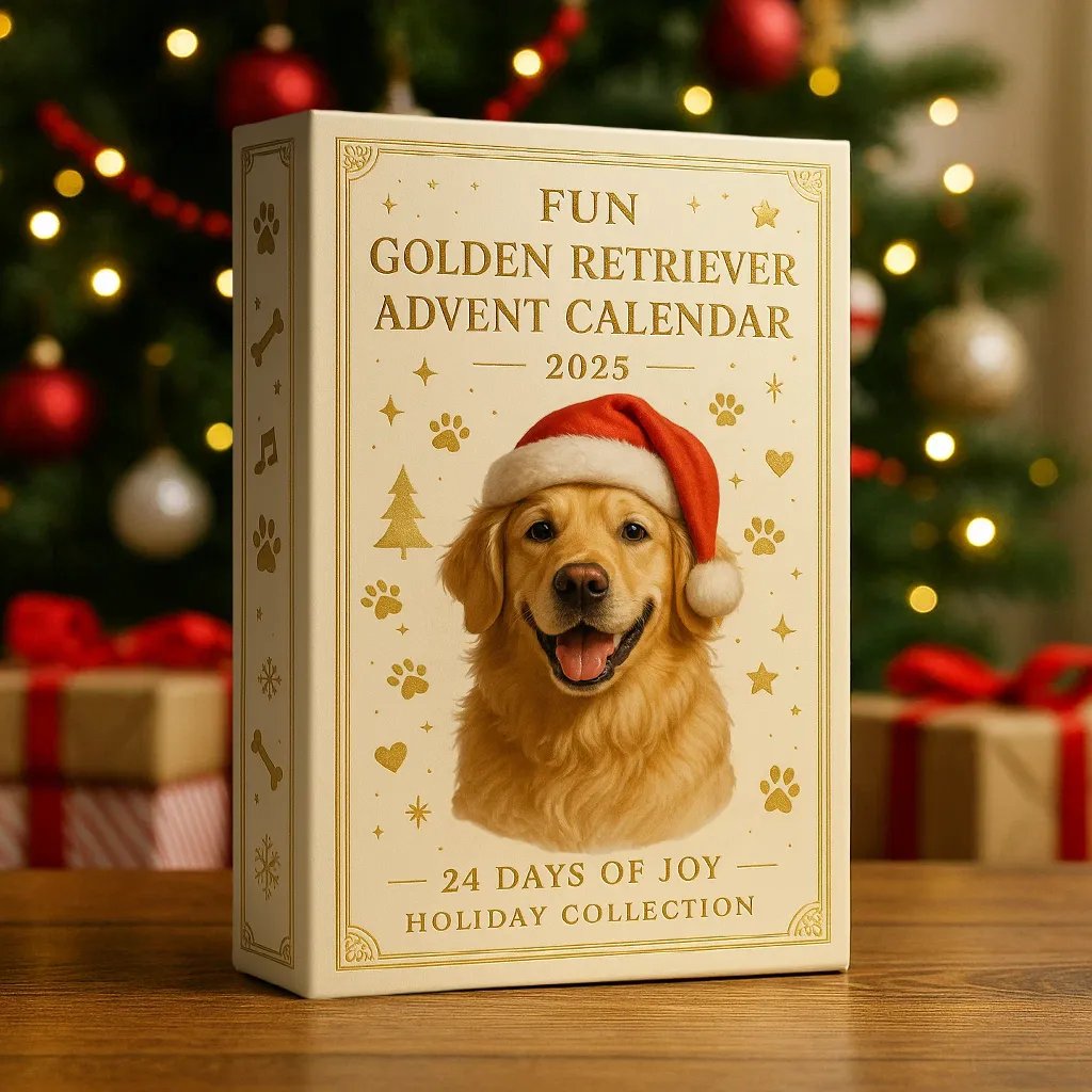 🎁🐕 Funny Golden Retriever Advent Calendar 2025 - Perfect Gift for Holidays & Special Occasions!