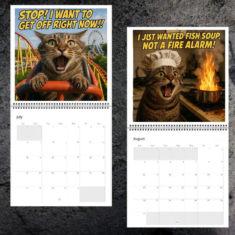 🎁 Hilarious 2026 Screaming Cats Calendar - Perfect Gift for Holidays & Special Occasions! 😹🐱
