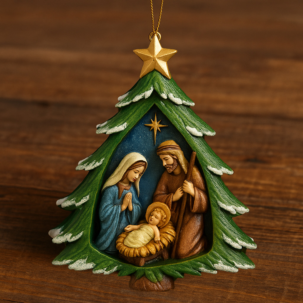 🎄✨ Handcrafted Nativity Christmas Tree Ornament – Perfect Holiday Gift 🎁