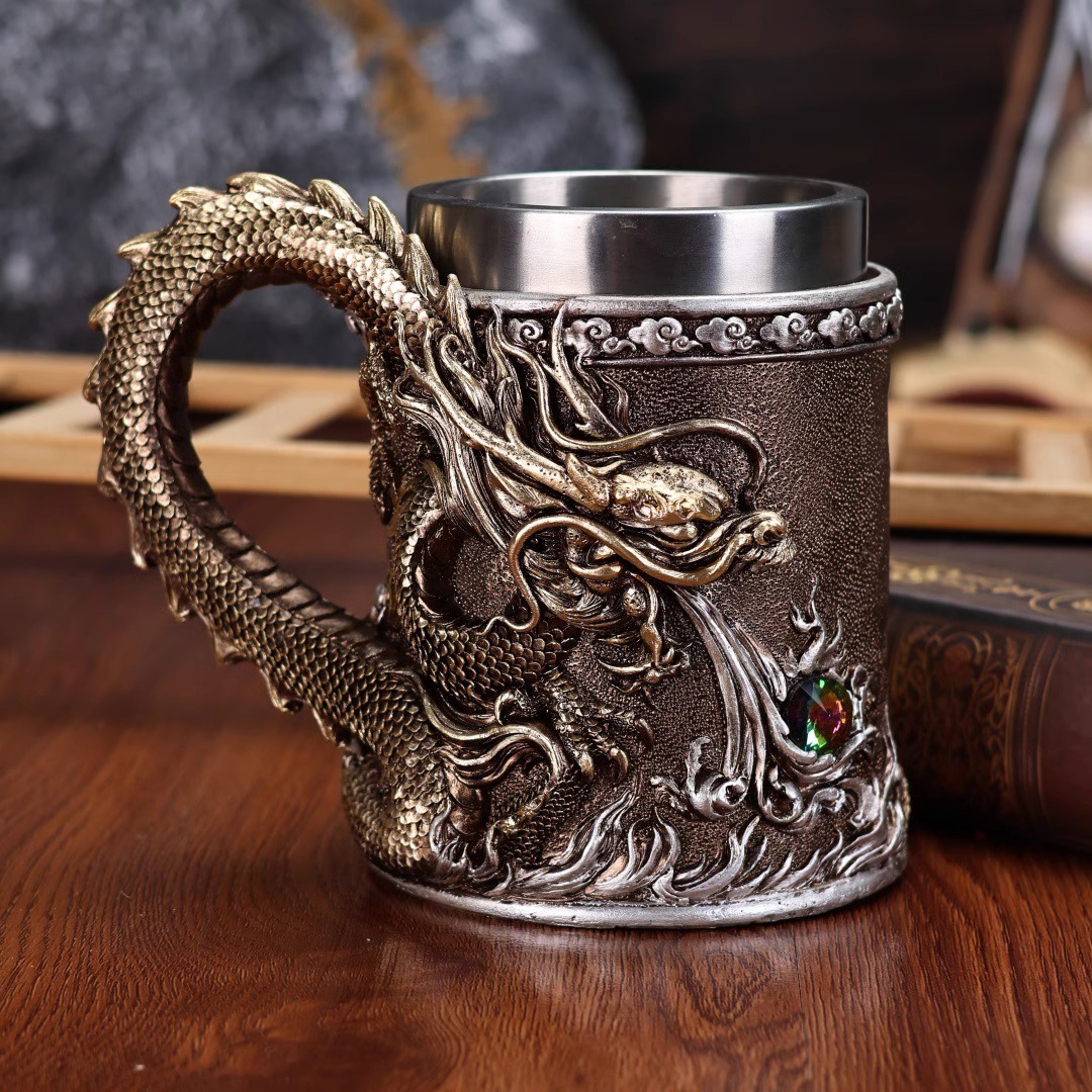 🐉✨ Dragon Bronze Embossed Mug - Perfect Gift for Holidays & Special Occasions! 🎁💝