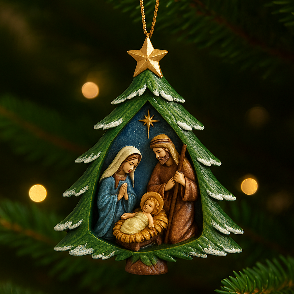 🎄✨ Handcrafted Nativity Christmas Tree Ornament – Perfect Holiday Gift 🎁