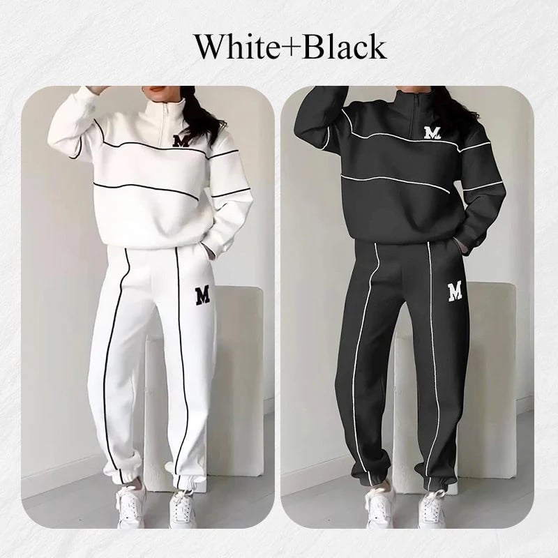 💝 Women's Casual Letter M Long Sleeve Two Piece Set - Perfect Gift for Holidays & Special Occasions! 🎁