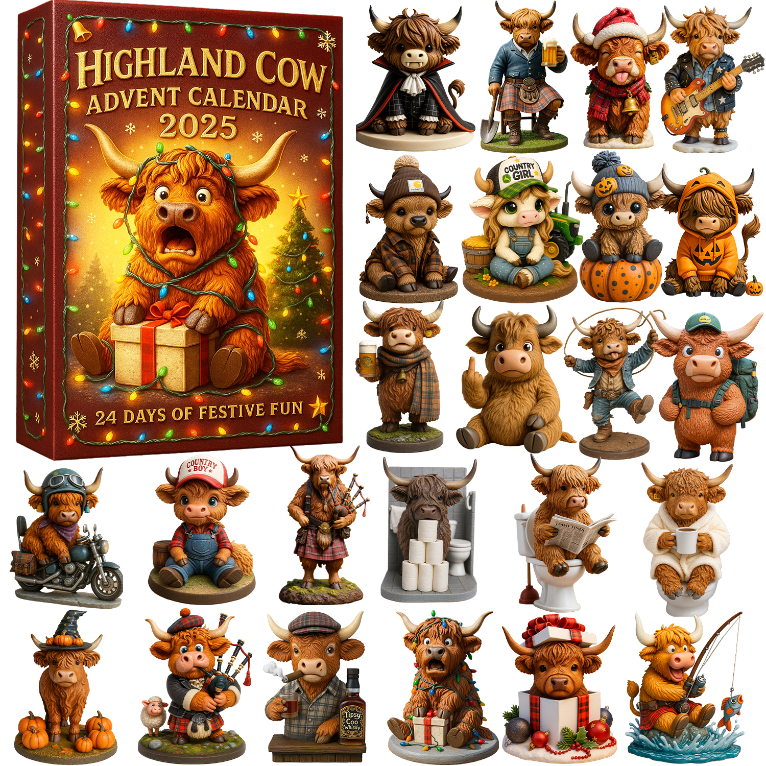 🎁 Highland Cow Advent Calendar 2025 – Perfect Holiday Gift! 🎄✨