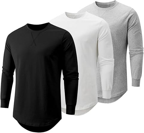 🎁 Stylish 3-Pack Cotton Longline Crewneck T-Shirts for Men – Perfect Gift for Holidays & Special Occasions! 🔥
