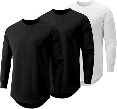 🎁 Stylish 3-Pack Cotton Longline Crewneck T-Shirts for Men – Perfect Gift for Holidays & Special Occasions! 🔥