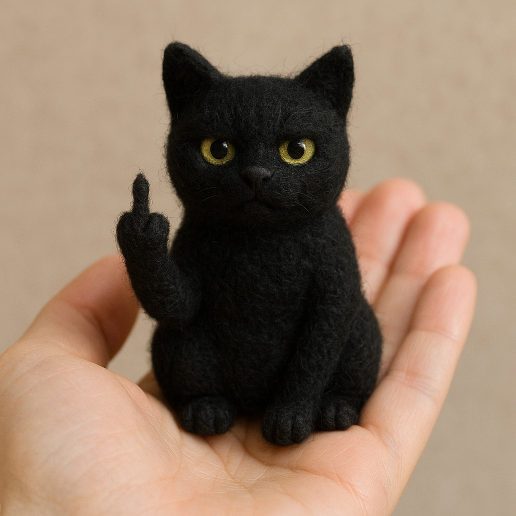 😺🎁 Funny Black Cat Needle Felt - Purrfect Gift for Holidays & Special Occasions!