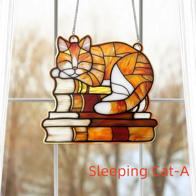 🎁✨Adorable Cat Book Suncatcher Ornament – Perfect Mother's Day & Holiday Gift!
