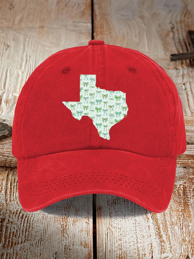 🎁 Retro Texas Strong Green Bow Print Baseball Cap - Perfect Gift for Holidays & Special Occasions! 🤠