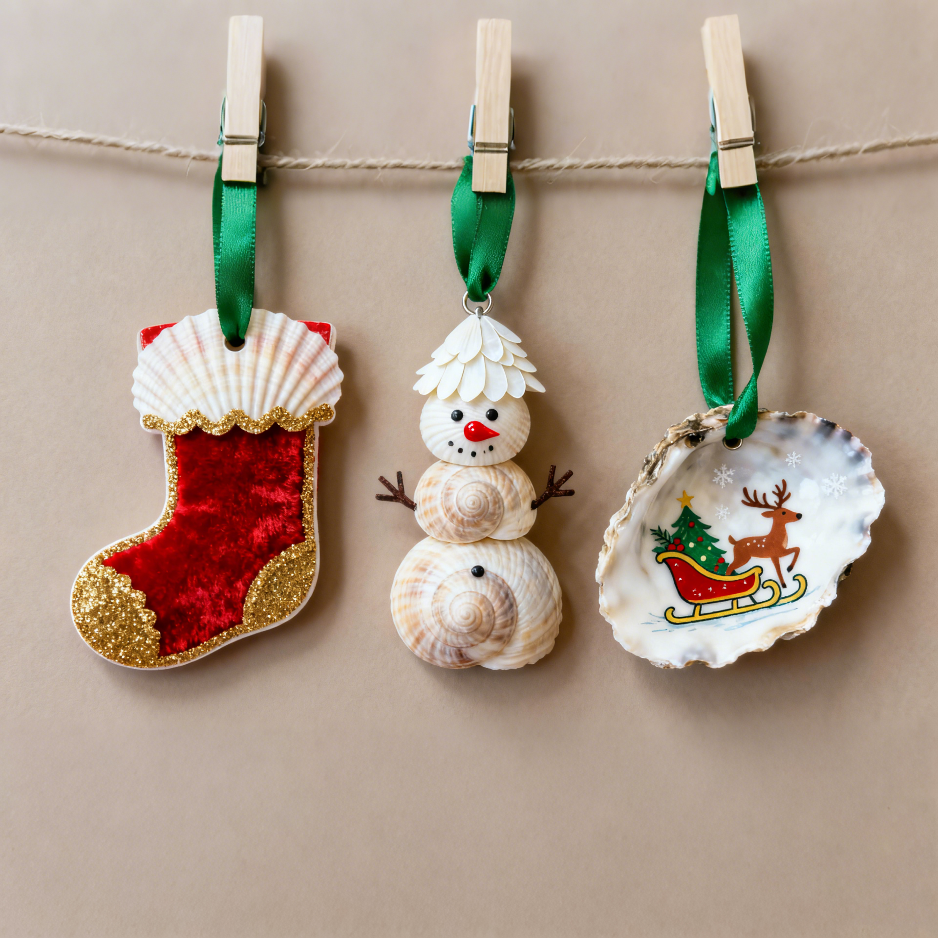 🎄Handmade Coastal Christmas Shell Ornaments — Eco-Friendly Holiday Decor🎁 Perfect Gift for Special Occasions & Festive Celebrations🐚
