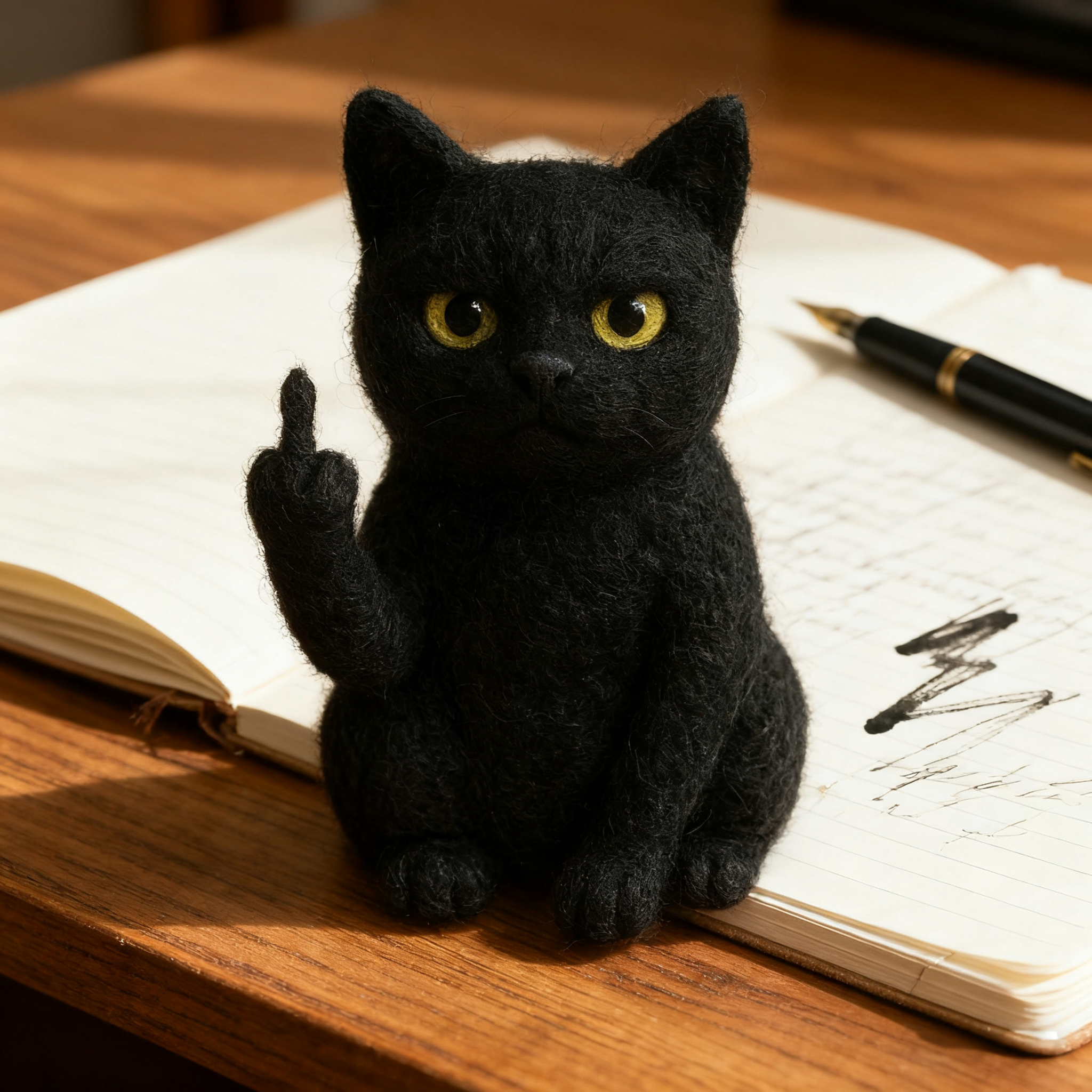 😺🎁 Funny Black Cat Needle Felt - Purrfect Gift for Holidays & Special Occasions!