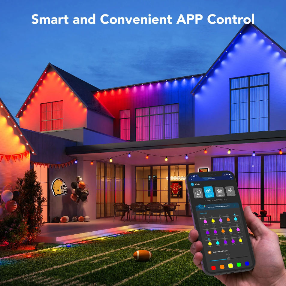 ✨Festive Smart Rainbow LED Outdoor Lights - Perfect Holiday Gift! 🎁