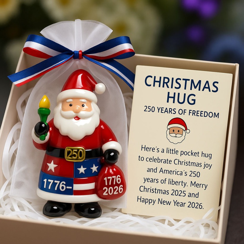 ✨250 Years of Freedom✨ Christmas Hug Keepsake – Perfect Holiday Gift 🎁
