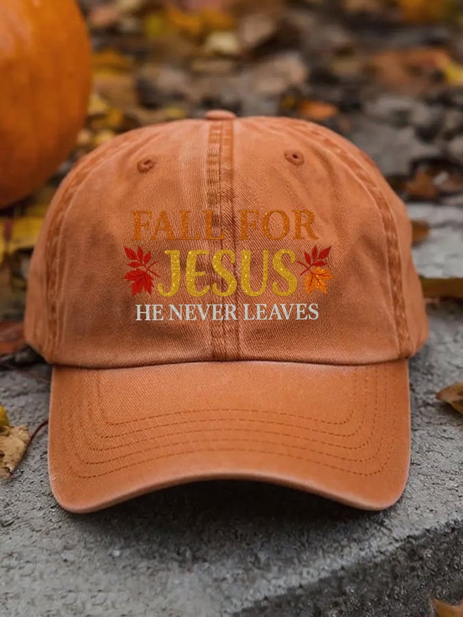 Unisex Fall For Jesus He Never Leaves Baseball Cap ✝️🎁 Perfect Faith-Based Gift for Holidays & Special Occasions