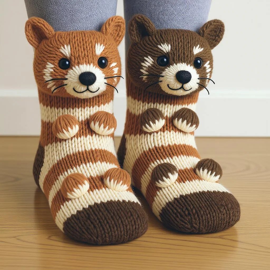 🎁✨ Cozy 3D Knit Animal Socks - Perfect Holiday & Gift Occasion Present! 🎄🐶