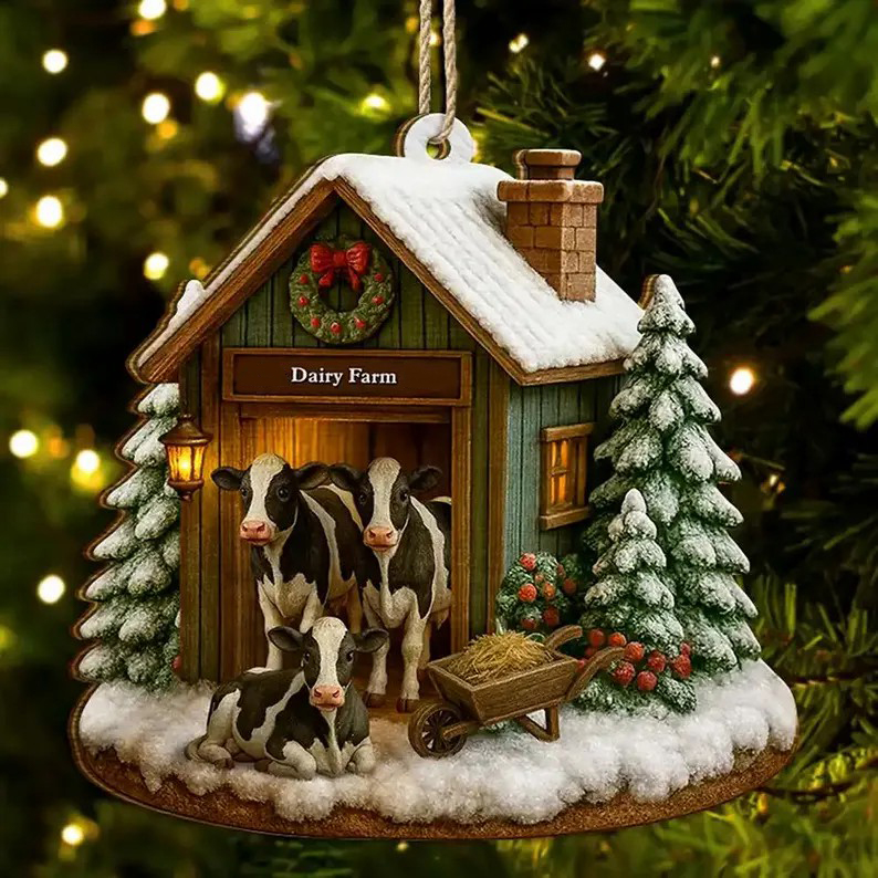 🎄✨ Cozy Farm Cottage Christmas Ornament – Perfect Holiday Gift for Special Occasions