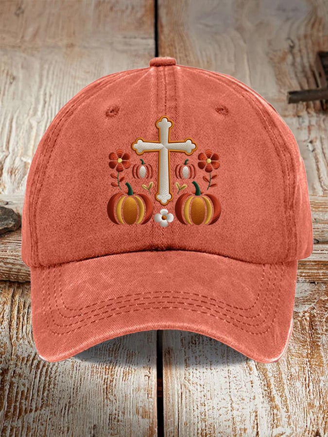 🎁🙏 Faith Pumpkin Cross Baseball Cap - Perfect Holiday & Special Occasion Gift
