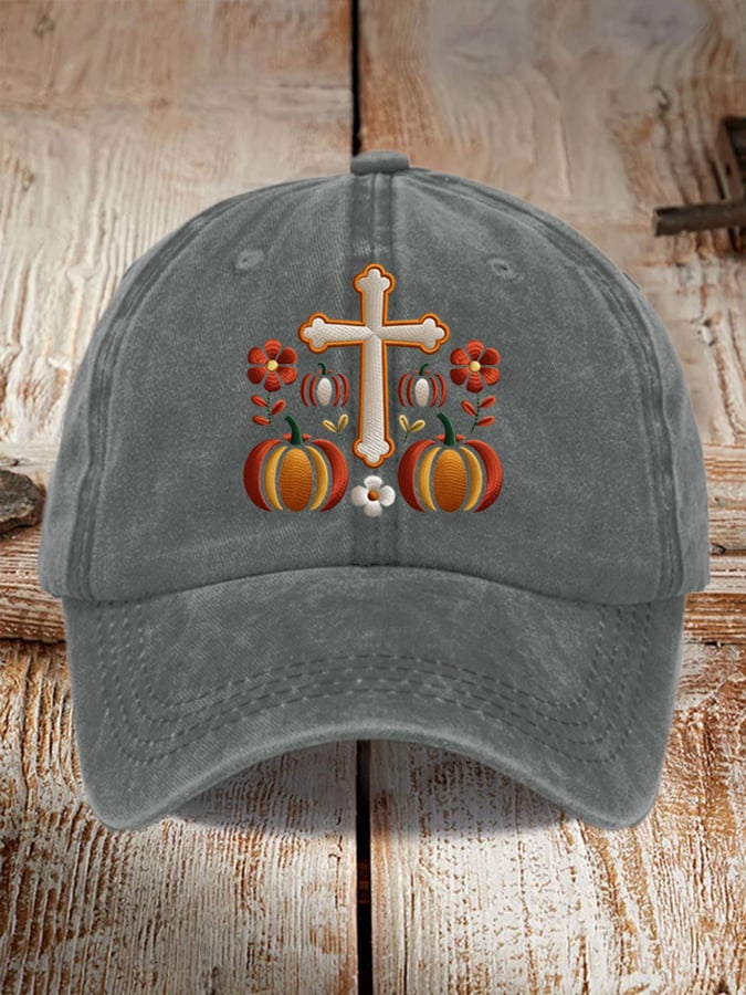 🎁🙏 Faith Pumpkin Cross Baseball Cap - Perfect Holiday & Special Occasion Gift