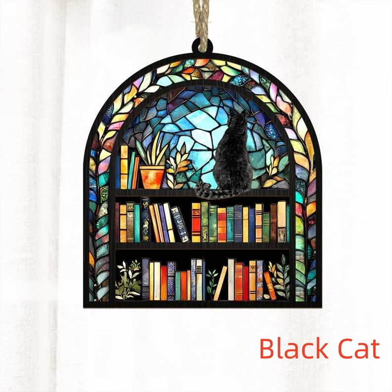 🎁✨Adorable Cat Book Suncatcher Ornament – Perfect Mother's Day & Holiday Gift!